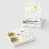 Hochzeitsfeiern mit Sonnenblumen im Wasser Das Dat Steinuntersetzer (Seitenansicht)