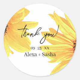 Hochzeitsfeiern mit Sonnenblumen Runder Aufkleber