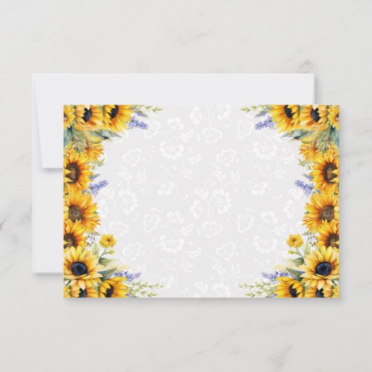 Hochzeitsfeiern mit Sonnenblumen und Lupinen RSVP Karte (Rückseite)