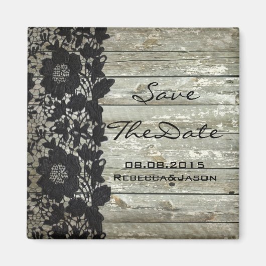Hochzeitsfeiern mit Spitzenholz Save the Date Magnet (Vorne)