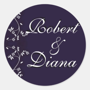 Hochzeitsfeiern mit tiefer Pflaume Runder Aufkleber