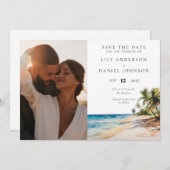 Hochzeitsfeiern mit tropischem Foto Save The Date (Vorne/Hinten)