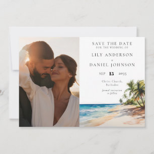 Hochzeitsfeiern mit tropischem Foto Save The Date