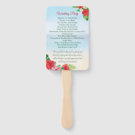 Hochzeitsfeiern mit tropischem Strand Fächer (Rückseite)