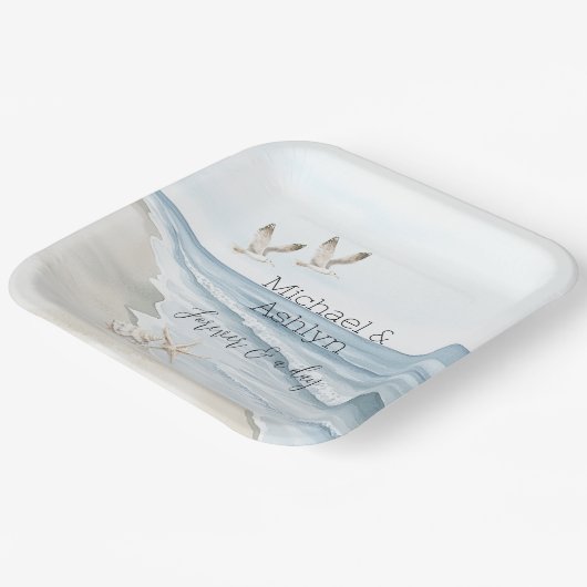 Hochzeitsfeiern mit tropischen Palmen Pappteller (Gewinkelt)