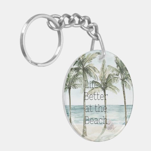 Hochzeitsfeiern mit tropischen Palmen Schlüsselanhänger (Vorderseite links)