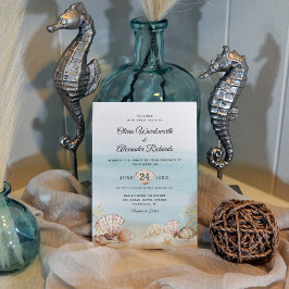 Hochzeitsfeiern mit tropischen Wasserfarben am Str Einladung