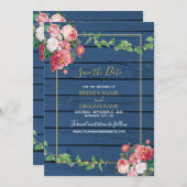 Hochzeitsfeiern mit Vintagem Rosenholz Save The Date (Vorne/Hinten)