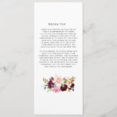 Hochzeitsfeiern mit Wasserfarbe Burgund und Blush Programm (Rückseite)