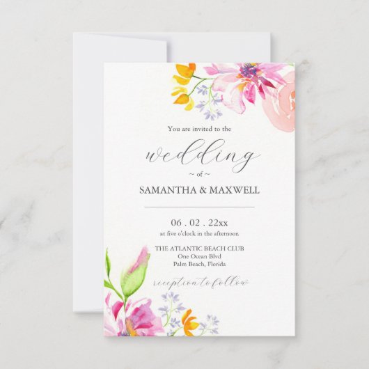 Hochzeitsfeiern mit Wasserfarbe Einladungen mit QR (Vorderseite)