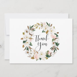 Hochzeitsfeiern mit Watercolor Magnolias und Cotto Dankeskarte