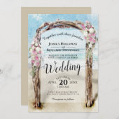 Hochzeitsfeiern mit weißem Rosenholz Einladung (Vorne/Hinten)