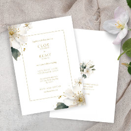 Hochzeitsfeiern mit weißem und goldfarbenem Blattw Einladung