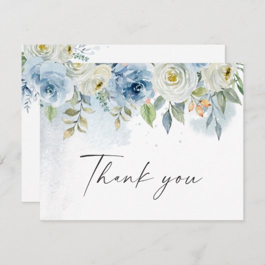 Hochzeitsfeiern mit weißer Blüte Dankeskarte (Vorne/Hinten)