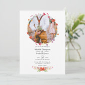Hochzeitsfeiern mit Wild-Blume-Watercolor-Foto Einladung (Stehend Vorderseite)