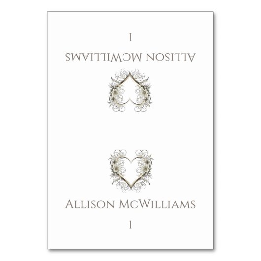 Hochzeitsfeiern - Moderne Blume mit Herz Tischnummer (Vorderseite)