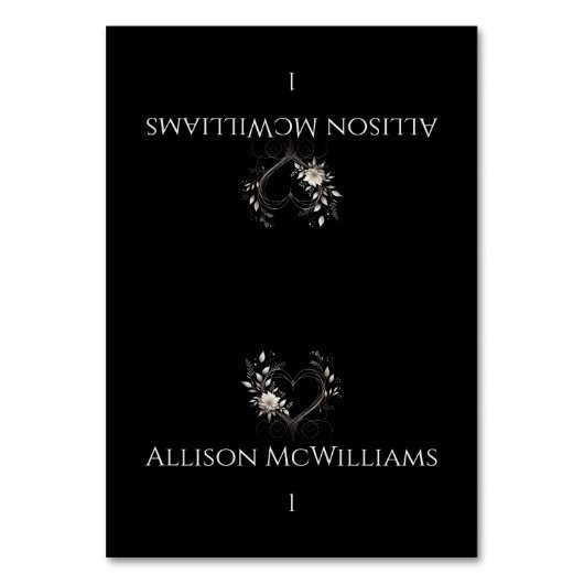 Hochzeitsfeiern - Moderne Blume mit Herz Tischnummer (Vorderseite)