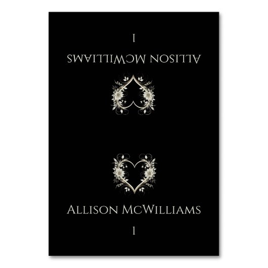 Hochzeitsfeiern - Moderne Blume mit Herz Tischnummer (Vorderseite)