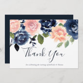 Hochzeitsfeiern oder Blume im Wasserfarbenbereich Dankeskarte (Vorne/Hinten)