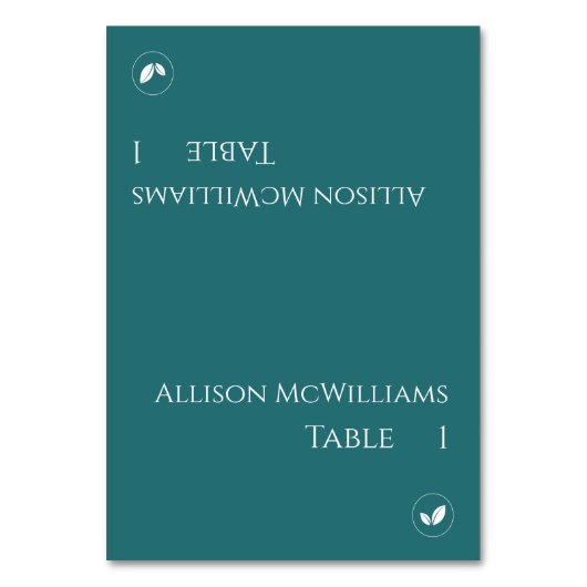 Hochzeitsfeiern Platzkarten-Vegetarier-Smaragd Grü Tischnummer (Vorderseite)