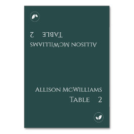 Hochzeitsfeiern Platzkarten-Vegetarier-Smaragd Grü Tischnummer