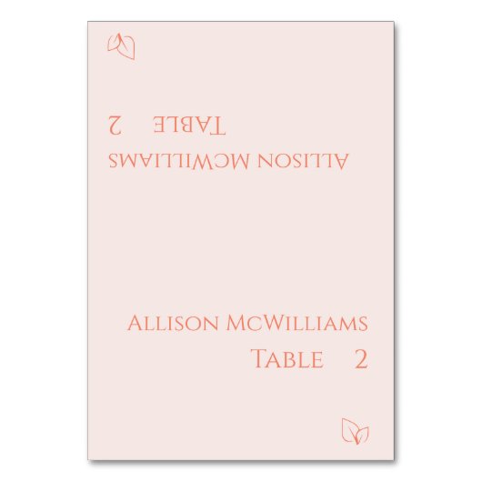 Hochzeitsfeiern Platzkarten-Vegetarisch-Rose Tischnummer (Vorderseite)