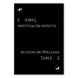 Hochzeitsfeiern Platzkarten-Vegetarisch-Schwarz un Tischnummer