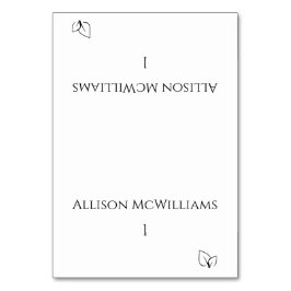 Hochzeitsfeiern Platzkarten-Vegetarisch-Schwarz un Tischnummer