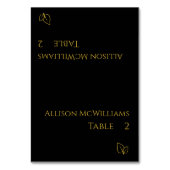 Hochzeitsfeiern Platzkarten-Vegetarisch-Schwarz un Tischnummer (Vorderseite)