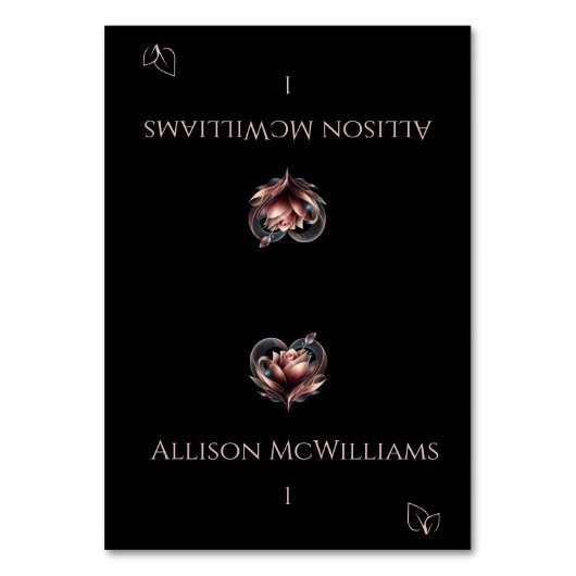 Hochzeitsfeiern Platzkarten-Vegetarisches Icon-Ros Tischnummer (Vorderseite)