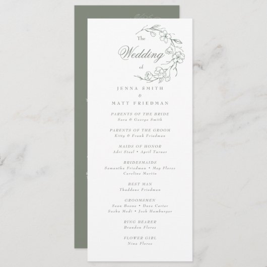 Hochzeitsfeierprogramm (Vorne/Hinten)