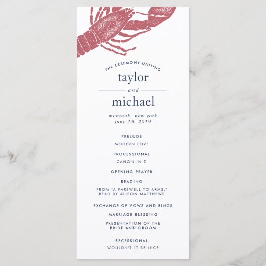 Hochzeitsfeierprogramm am Hafen Programm (Vorderseite)