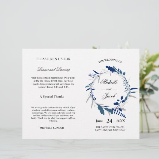 Hochzeitsfeierprogramm | Blaue Eukalyptus (Stehend Vorderseite)