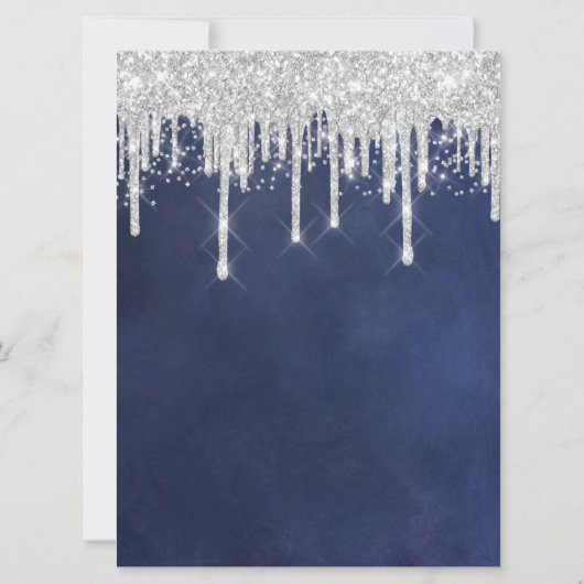 Hochzeitsfeierprogramm Blue Navy Silver Blue Navy Einladung (Rückseite)