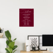 Hochzeitsfeierprogramm Burgundy Marsala Poster (Heimbüro)