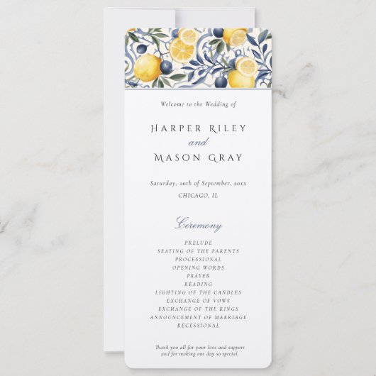 Hochzeitsfeierprogramm Einladung (Vorderseite)