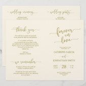 Hochzeitsfeierprogramm, elegantes Script Gold (Vorne/Hinten)