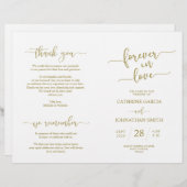 Hochzeitsfeierprogramm, elegantes Script Gold (Vorne/Hinten)