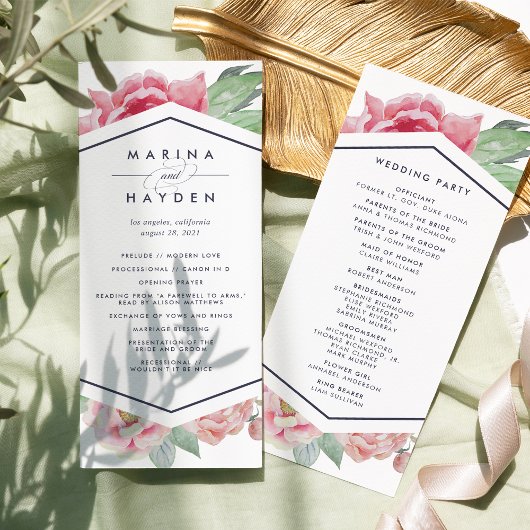 Hochzeitsfeierprogramm für antikes Peony Programm