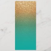 Hochzeitsfeierprogramm für aquamarine Glitzer und  Programm (Rückseite)