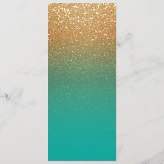 Hochzeitsfeierprogramm für aquamarine Glitzer und  Programm (Rückseite)