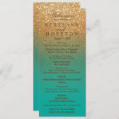 Hochzeitsfeierprogramm für aquamarine Glitzer und  Programm (Vorne/Hinten)