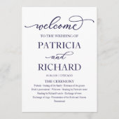 Hochzeitsfeierprogramm für Blaukalligrafie Programm (Vorderseite)