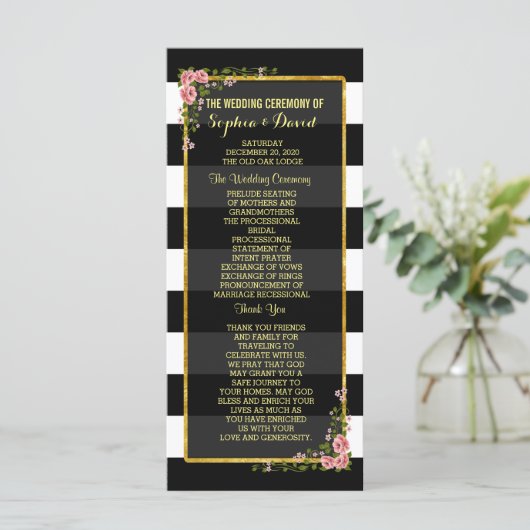 Hochzeitsfeierprogramm für Blumengold Programm (Stehend Vorderseite)