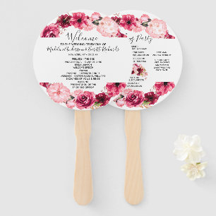 Hochzeitsfeierprogramm für Burgund-Floral-Wreath Fächer