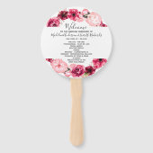 Hochzeitsfeierprogramm für Burgund-Floral-Wreath Fächer (Vorderseite)