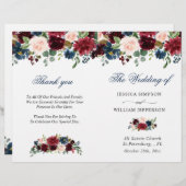 Hochzeitsfeierprogramm für Burgund Navy Blush (Vorne/Hinten)