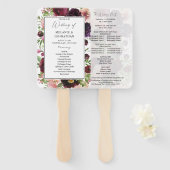 Hochzeitsfeierprogramm für Burgund und Blush Fächer (Vorne und Hinten)