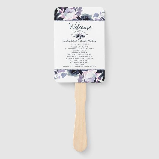 Hochzeitsfeierprogramm für die Blumenflotte Fächer (Vorderseite)