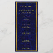Hochzeitsfeierprogramm für die Marine Blue & Gold Programm (Rückseite)